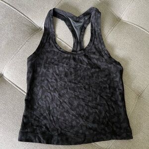 Lululemon Black Leopard Print Tank Top Cropped